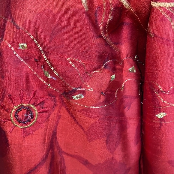 VNTG 100% SILK APPLIQUÉ EMBROIDERED LIGHTWEIGHT JACKET GOLD STITCHING HAND MADE - Picture 11 of 16